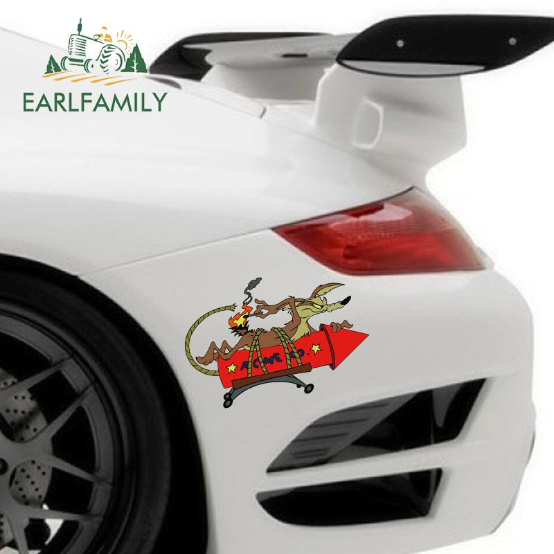EARLFAMILY rajzfilm autómatrica Wile E Coyote ACME rakéta vinyl matricához Anime autóstílus vízálló autótartozékok