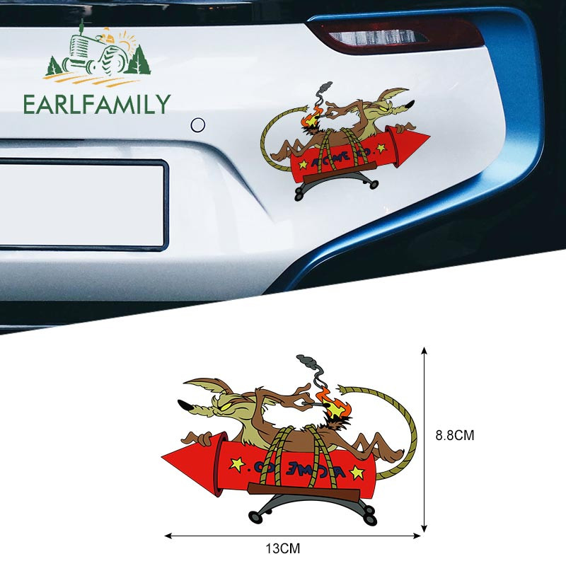 EARLFAMILY rajzfilm autómatrica Wile E Coyote ACME rakéta vinyl matricához Anime autóstílus vízálló autótartozékok