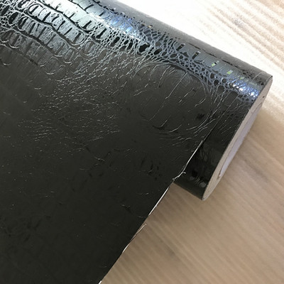 Autocolante de film de vinil adeziv PVC cu model din piele neagră premium pentru decorarea interioară a caroseriei auto.