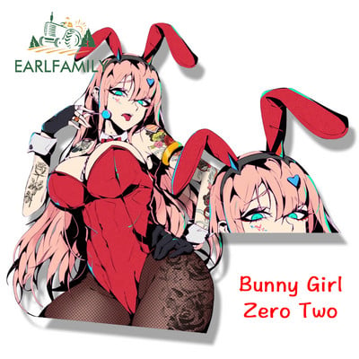 Αυτοκόλλητο EARLFAMILY Bunny Girl Zero Two Fanart Peeker Car Αυτοκόλλητα αγάπη μου στο σκίτσο Anime Franxx Αυτοκόλλητα καρτούν γκράφιτι JDM