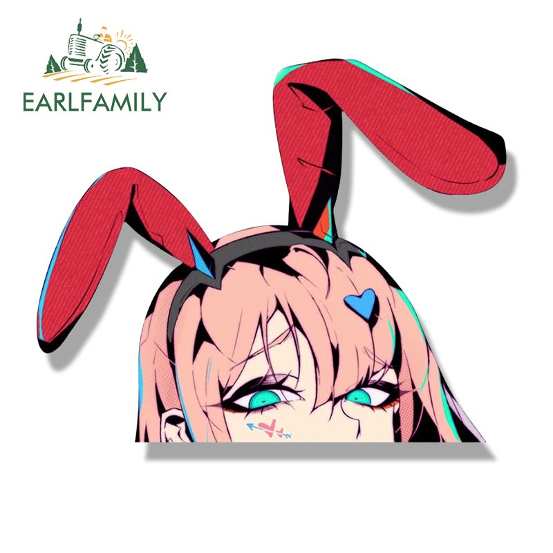 EARLFAMILY Bunny Girl Zero Two Fanart Peeker autómatrica Drága a Franxx Anime Sketch Matrica JDM Rajzfilm Graffiti matricák
