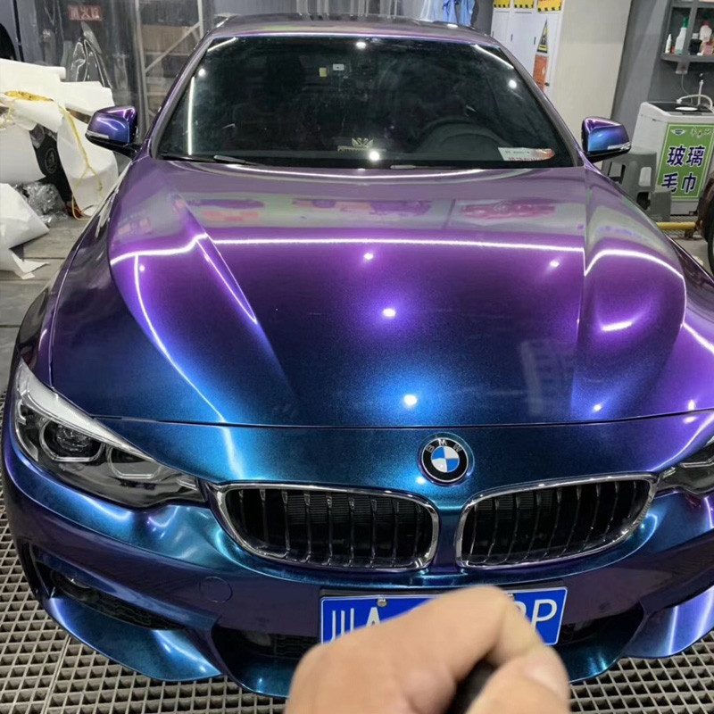 Premium glancēta DIY automašīnu virsbūves plēve Hameleonu pērļu mirdzoša vinila uzlīme Purpursarkana zila hameleons Automobiles Automašīnas Vinila plēve