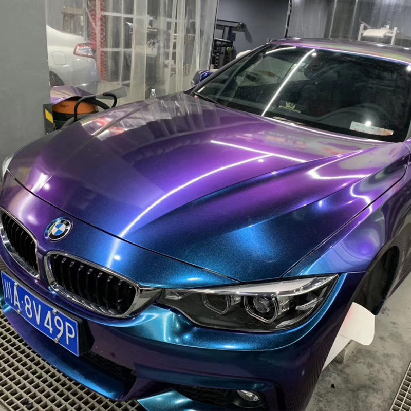 Premium glancēta DIY automašīnu virsbūves plēve Hameleonu pērļu mirdzoša vinila uzlīme Purpursarkana zila hameleons Automobiles Automašīnas Vinila plēve