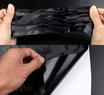 Черна стелт камуфлажна винилова опаковъчна ролка със самозалепваща се стикера за освобождаване на въздух Опаковка за кола
