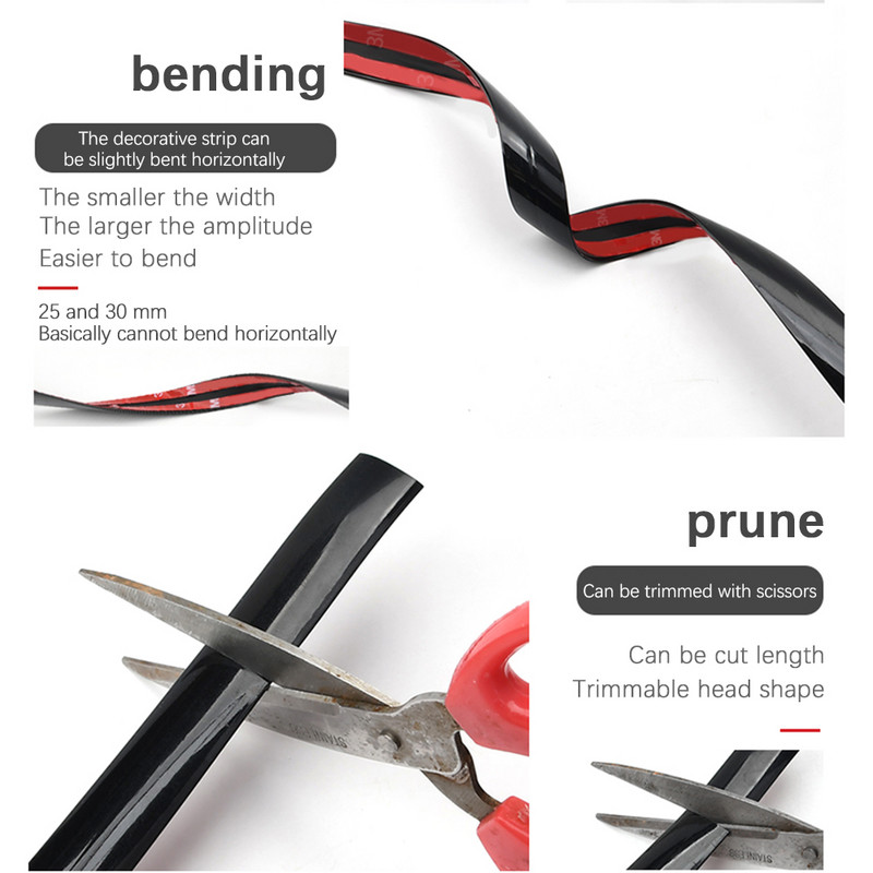 Autó króm díszítő csíkok autós ajtóvédő ütközésgátló csík fényes fekete stílus dekoráció autó króm díszléc