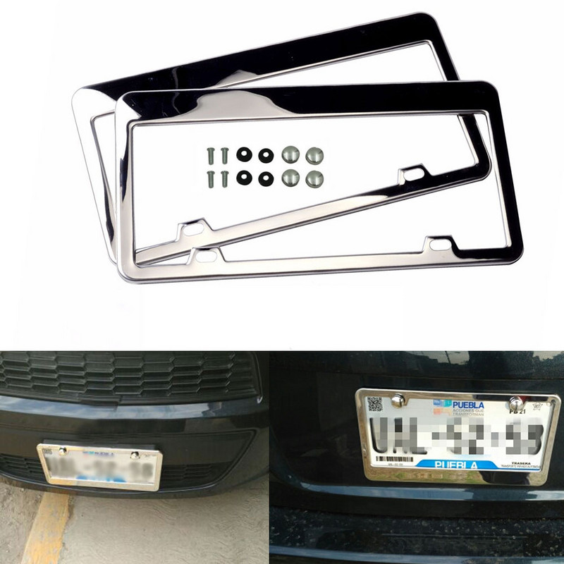DSYCAR 2Pcs/Σετ Πλαίσιο πινακίδας κυκλοφορίας, Λεπτά καλύμματα βάσης πινακίδας αυτοκινήτου για αυτοκίνητα Universal US Standard
