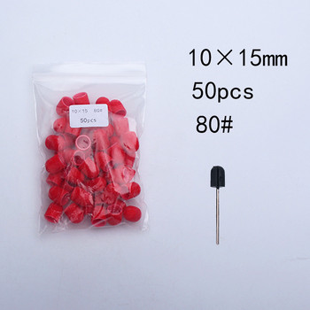 50PC Червени капачки за шлайфане на нокти 10*15 mm Свредла за нокти Полиране Nail Art Въртящи се Премахване на неравности Оборудване за маникюр Аксесоари