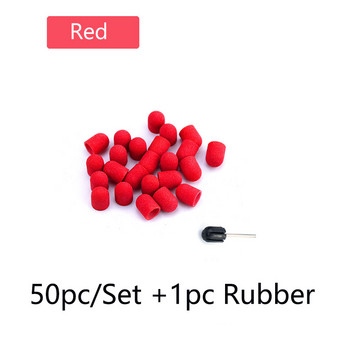 50PC Червени капачки за шлайфане на нокти 10*15 mm Свредла за нокти Полиране Nail Art Въртящи се Премахване на неравности Оборудване за маникюр Аксесоари