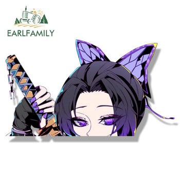 EARLFAMILY Gothic Kochou Shinobu Fanart Αυτοκόλλητο αυτοκινήτου Anime Demon Slayer Tattoo Ninja Decal JDM Cartoon Peeker αυτοκόλλητα γκράφιτι