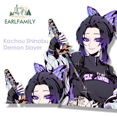 EARLFAMILY Gothic Kochou Shinobu Fanart Αυτοκόλλητο αυτοκινήτου Anime Demon Slayer Tattoo Ninja Decal JDM Cartoon Peeker αυτοκόλλητα γκράφιτι