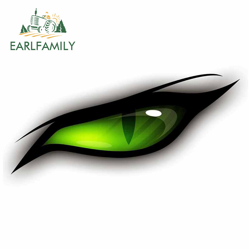 EARLFAMILY 13 cm x 5,9 cm Green Eyes autómatricákhoz laptop karcálló VAN vízálló matrica okklúziós karcolású vinil autófólia