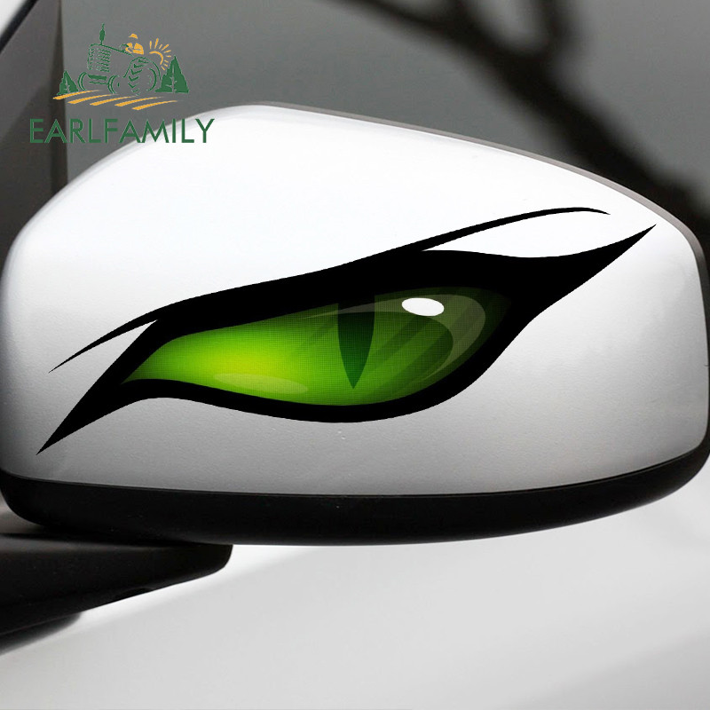 EARLFAMILY 13 cm x 5,9 cm Green Eyes autómatricákhoz laptop karcálló VAN vízálló matrica okklúziós karcolású vinil autófólia