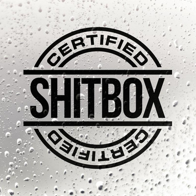 Personības melna/balta vinila automašīnu uzlīme, sertificēta Shitbox logu uzlīmes Creative Car Body klēpjdatora dekoratīvā uzlīme