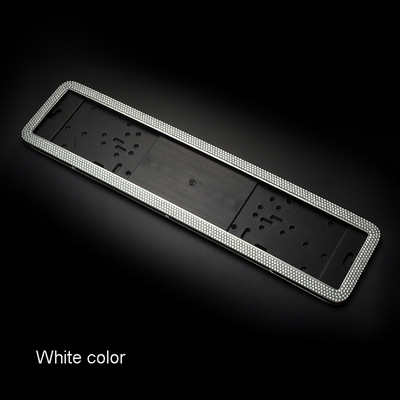 1db Bling Crystal rozsdamentes acél rendszámkeret minden EU-szabványnak megfelelő orosz strasszos autós rendszámtáblák nők számára