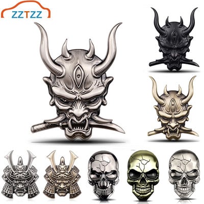 Autocolant 3D pentru mașină Premium Warrior Metal Aripa laterală pentru mașină Portbagajul spate Emblema de craniu Emblema Decal pentru orice vehicul Camion Mașină Motocicletă RV