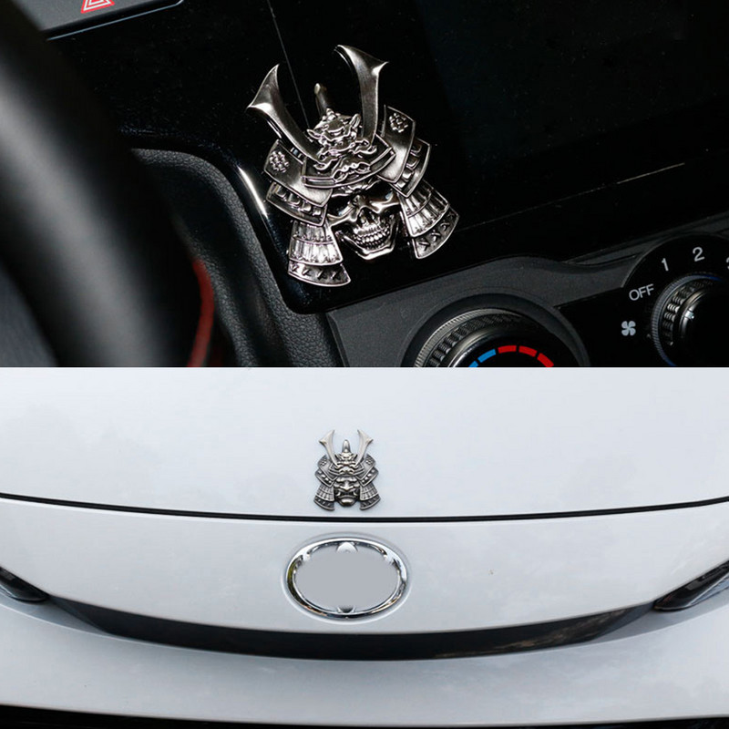 Autocolant 3D pentru mașină Premium Warrior Metal Aripa laterală pentru mașină Portbagajul spate Emblema de craniu Emblema Decal pentru orice vehicul Camion Mașină Motocicletă RV