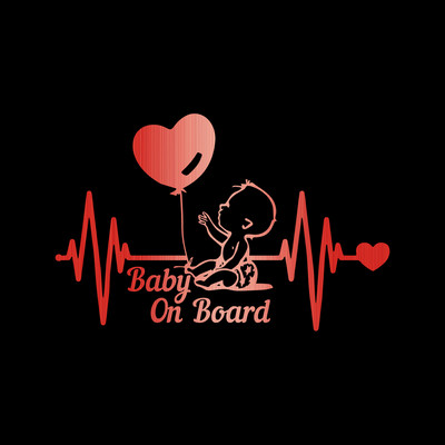 20*13cm Heartbeat Balloon Baby on Board Car Sticker Vinyl Cartoon Fashion Decal for Car Styling Kids Warning Sign Stickers Decor