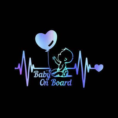 20*13cm Heartbeat Balloon Baby on Board Car Sticker Vinyl Cartoon Fashion Decal for Car Styling Kids Warning Sign Stickers Decor
