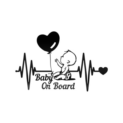 20*13cm Heartbeat Balloon Baby on Board Car Sticker Vinyl Cartoon Fashion Decal for Car Styling Kids Warning Sign Stickers Decor