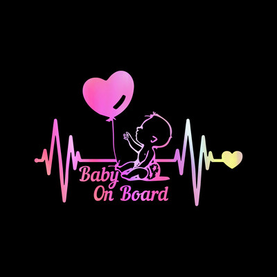 20*13cm Heartbeat Balloon Baby on Board Car Sticker Vinyl Cartoon Fashion Decal for Car Styling Kids Warning Sign Stickers Decor