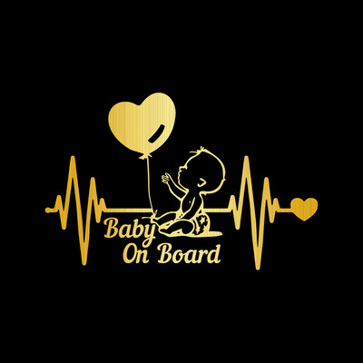 20*13cm Heartbeat Balloon Baby on Board Car Sticker Vinyl Cartoon Fashion Decal for Car Styling Kids Warning Sign Stickers Decor