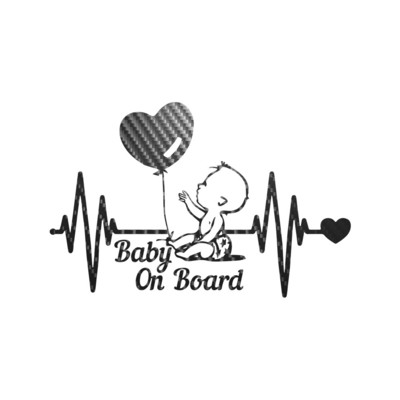 20*13cm Heartbeat Balloon Baby on Board Car Sticker Vinyl Cartoon Fashion Decal for Car Styling Kids Warning Sign Stickers Decor