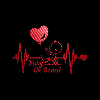 20*13cm Heartbeat Balloon Baby on Board Car Sticker Vinyl Cartoon Fashion Decal for Car Styling Kids Warning Sign Stickers Decor