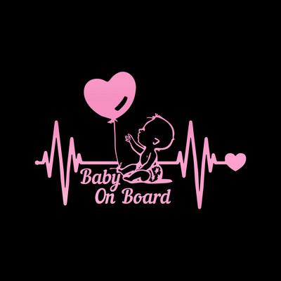 20*13cm Heartbeat Balloon Baby on Board Car Sticker Vinyl Cartoon Fashion Decal for Car Styling Kids Warning Sign Stickers Decor