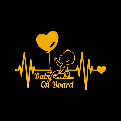 20*13cm Heartbeat Balloon Baby on Board Car Sticker Vinyl Cartoon Fashion Decal for Car Styling Kids Warning Sign Stickers Decor
