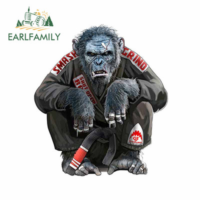 EARLFAMILY 13 cm x 11,3 cm, lai izmantotu Jiu Jitsu Chimp Vinila automašīnu uzlīmes SUV smalkās logu uzlīmes, pielāgotas apdrukas dekorēšanai