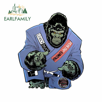 EARLFAMILY 13 cm x 11,3 cm a Jiu Jitsu finom művészetéhez csimpánz vinyl autómatricák SUV finom ablakmatrica egyedi nyomtatási dekor