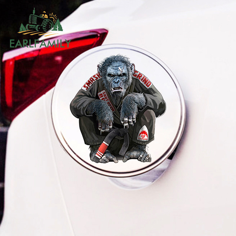 EARLFAMILY 13 cm x 11,3 cm a Jiu Jitsu finom művészetéhez csimpánz vinyl autómatricák SUV finom ablakmatrica egyedi nyomtatási dekor