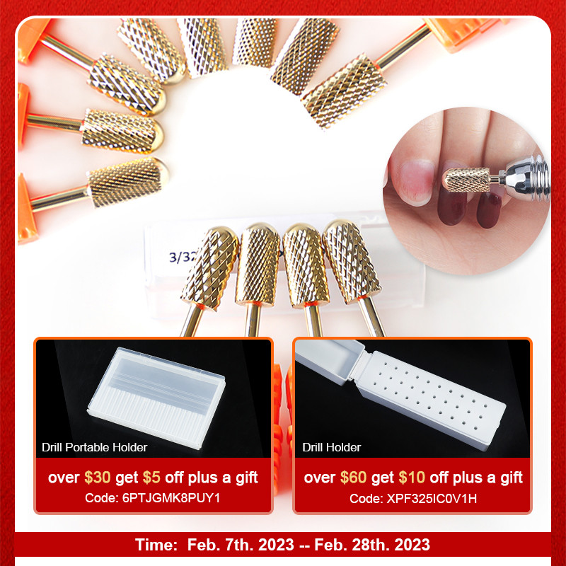 Glodalo Zlatni volfram karbid svrdla za nokte za električnu bušilicu za nokte Stroj za manikuru Pedikura Turpije za nokte Pribor