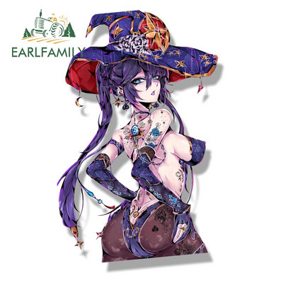 EARLFAMILY 13 cm x 9 cm Punk Asztrológus Mona Fanart autómatrica Anime Genshin Impact Waifu matrica JDM Peeker Girl Graffiti matricák