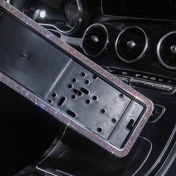 1 комплект рамка от неръждаема стомана за регистрационен номер на руски автомобил Държач за регистрационен номер Капак за регистрационен номер Аксесоари за кола Bling за жени