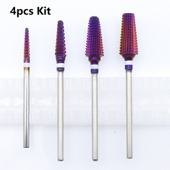 4 τμχ Kit Hot! Purple Pro Τρυπάνι νυχιών ολόκληρου από καρβίδιο Nail Art Electric Drill Machine Files Nail Art Tools κόψτε και γυαλίστε