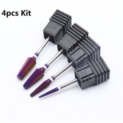 Komplet od 4 komada Hot! Purple Pro Whole Carbide Svrdla za nokte Nail Art Električna bušilica Turpije Alati za nail Art rezanje i poliranje