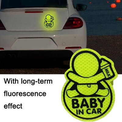 Αυτοκόλλητο 1PC Car Personality "Baby In Car" Reflektive Baby On Board Baby in Car Paraparer Decor Decal Αυτοκόλλητο Vinyl Decal Χαριτωμένο σημάδι