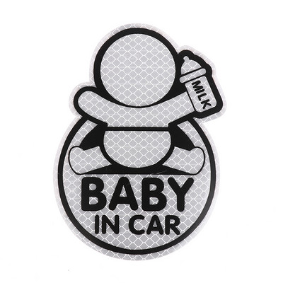 1 db autós személyiség "Baby In Car" Fényvisszaverő baba a fedélzeten Baba az autó ablakában lökhárító dekor matrica vinil matrica aranyos jel