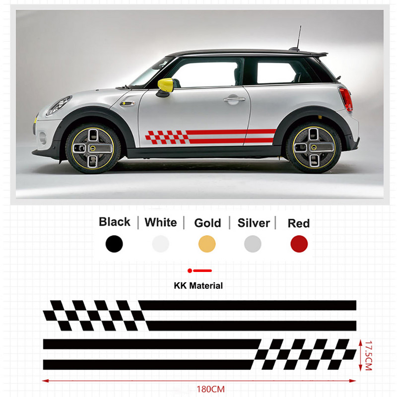 2Pcs Bočna vrata automobila Karoserija Struk Suknja Decal Naljepnice Obrub za MINI Cooper ClubmanF54 F55 F60 R55 R56 R60 Countryman Dodaci