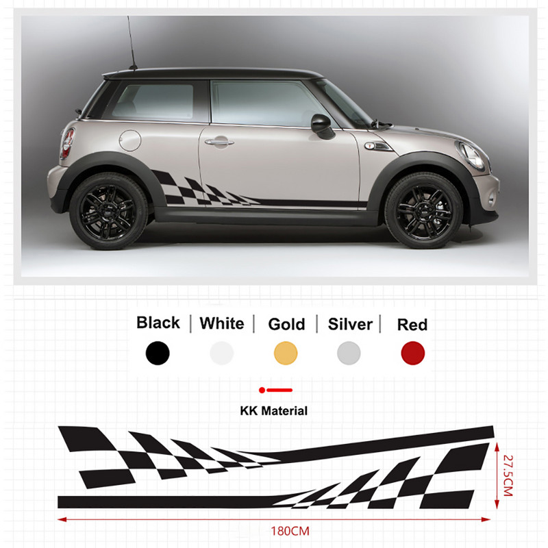 2Pcs Bočna vrata automobila Karoserija Struk Suknja Decal Naljepnice Obrub za MINI Cooper ClubmanF54 F55 F60 R55 R56 R60 Countryman Dodaci