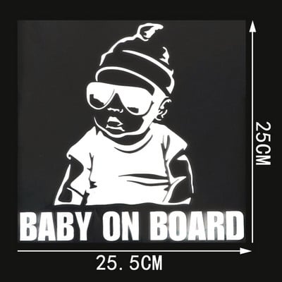 YJZT BABY ON BOARD Kreatív divatos autómatrica farok figyelmeztető tábla matrica C4-0891