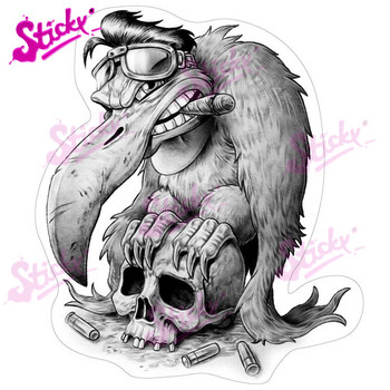 STICKY Cool Gangster Hip-hop Αυτοκόλλητο Rap Μουσική Σκελετός Skull Decal Cheetah Skull Rose Αυτοκόλλητο αυτοκινήτου για μπαούλο κράνους φορητού υπολογιστή