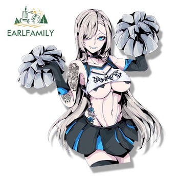 EARLFAMILY Cheerleader Asuna Ichinose Fanart Peeker Car Sticker Аниме Blue Archive Waifu Decal JDM Cartoon Graffiti Peek Sticker