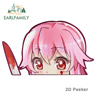 EARLFAMILY Auto naljepnica za Yuno Gasai Future Diary Peeker Big Head Anime Vinyl Naljepnica za stražnje vjetrobransko staklo, prtljažnik Dodaci za automobile
