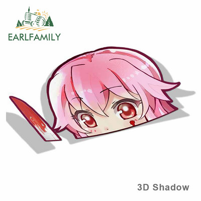 EARLFAMILY Auto naljepnica za Yuno Gasai Future Diary Peeker Big Head Anime Vinyl Naljepnica za stražnje vjetrobransko staklo, prtljažnik Dodaci za automobile