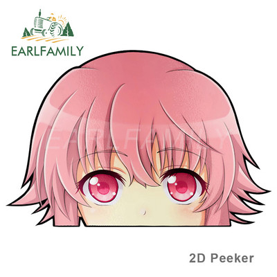 EARLFAMILY Auto naljepnica za Yuno Gasai Future Diary Peeker Big Head Anime Vinyl Naljepnica za stražnje vjetrobransko staklo, prtljažnik Dodaci za automobile