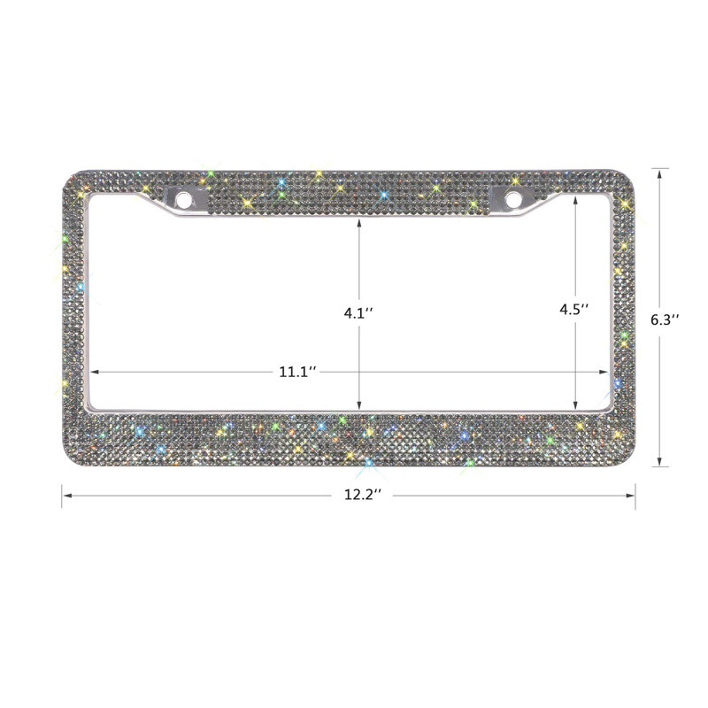 2 csomag luxus, kézzel készített Bling strasszos prémium kristály autó rendszámkeret USA-hoz, Kanada teherautóhoz női rács tartozékok
