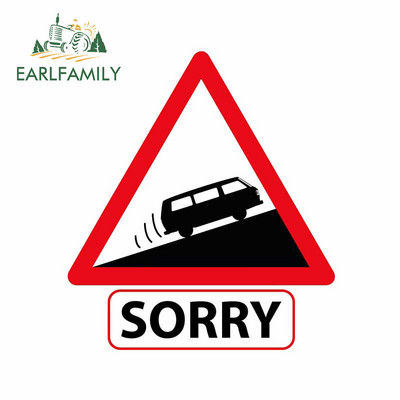 EARLFAMILY 13 см за бавно превозно средство Съжалявам Забавни стикери за кола Оклузия Драскотина Броня на хладилника Винилова обвивка на кола Декорация на кемпер