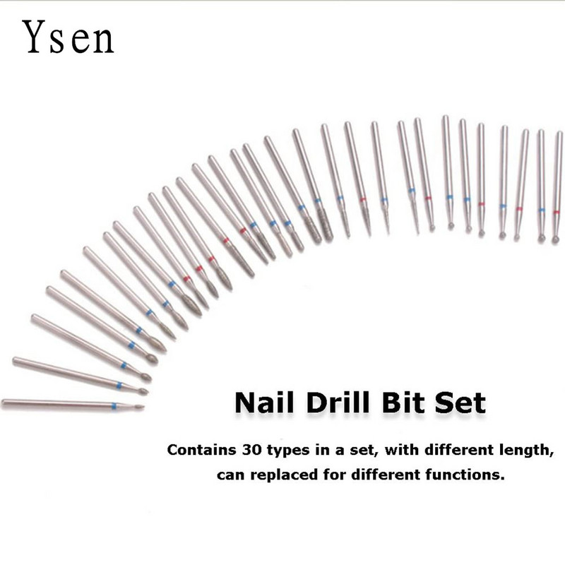 Set dijamantnih svrdla za nokte od 30 komada, glodalo, glodalo, glodalo, čiste turpije za električni pribor za stroj za manikuru
